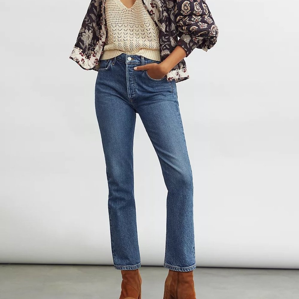 AGOLDE Riley Straight Jeans - Denim Medium Blue
